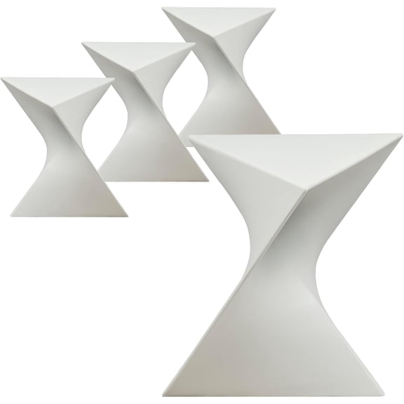 LeisureMod 15.75" Triangular Side Table, Stackable Plastic Accent End Table for Indoor & Outdoor Use, Weather-Resistant Modern Patio & Living Room Table, Set of 4, White