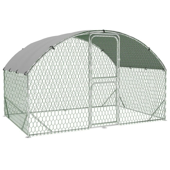 Ladcaser Large Metal Chicken Coop with Reinforced Triangle Support & Double Doors, Outdoor Walk-in Poultry Cage for Yard