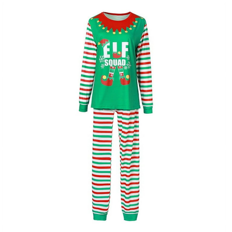 BESTSPR Christmas Pajamas for Family Christmas Pajama Set Matching Family  Pajamas Elf Outfit for Kids Adult Pj Sets Sleepwear Green 