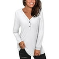 thumbnail image 6 of PNTUTB Long Sleeve Loose Shirt for Women Solid Color Fashion V Neck Causal Comfortable Tops, 6 of 6