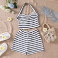 thumbnail image 7 of Tiijoy Girls Summer Outfits Striped Sleeveless Halter Crop Top Shorts Set, Sizes 9-10, 7 of 7
