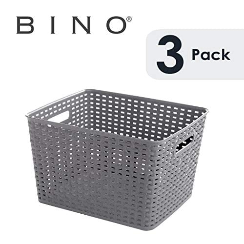 Plastic Foldable Crate Bin Callyne 3-Pack Collapsible Storage Baskets 28 L 