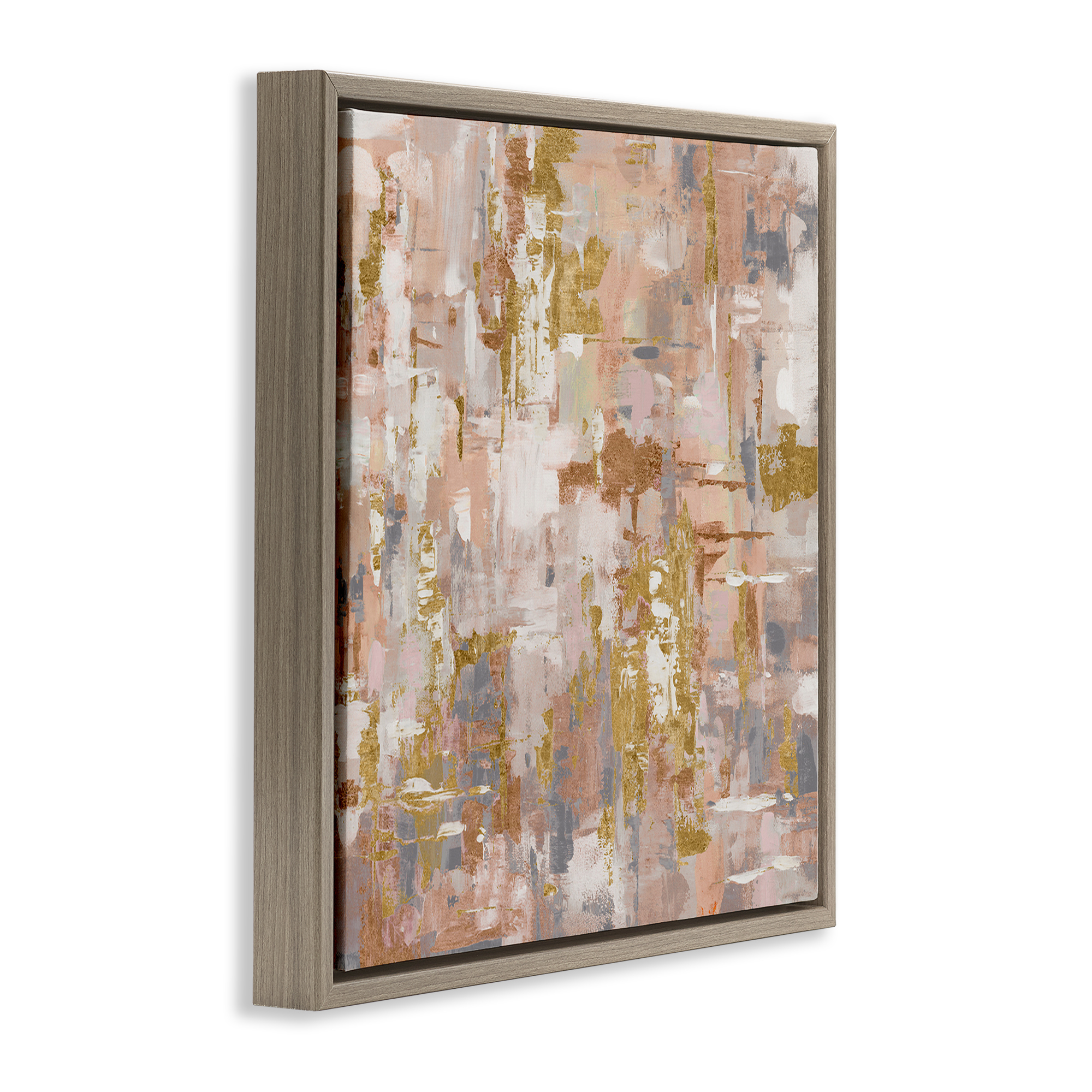 Stupell Industries Abstract with Paint Streaks Abstract Painting Brown Floater Framed Canvas Art Print Wall Art, 18 x 18