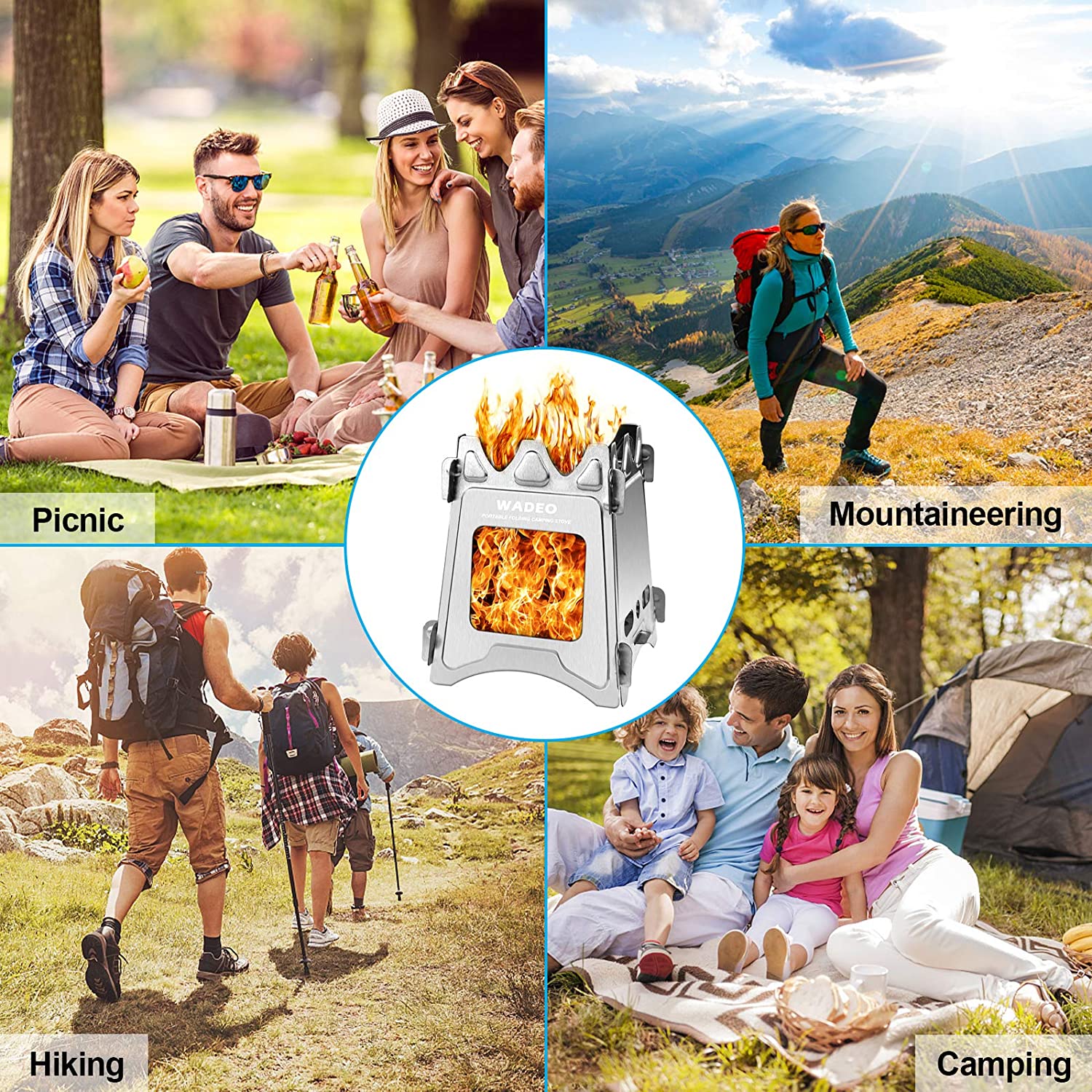 Backpacking Wood Stove, WADEO Foldable Camping Stove, Stainless Steel  Foldable Camping Stove with Compact and Lightweight Design for Outdoor  Cooking - Walmart.com