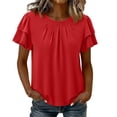 thumbnail image 2 of Favoffer Women's Round Neck Short Sleeve Solid Color Casual Top, 2 of 8