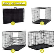 BestPet Large Dog Crate, 30in, Metal Wire, Double Door, Folding, Plastic Tray, Handle, Black