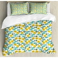 thumbnail image 1 of Fish Duvet Cover Set Queen Size, Fish Pattern with Simple Silhouette Style Design Ornamental Aquarium, Decorative 3 Piece Bedding Set with 2 Pillow Shams, Pale Blue Yellow Orange, by Ambesonne, 1 of 3