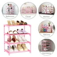 thumbnail image 6 of 4-Tier Narrow Shoe Rack, Bug Hull Stackable Metal Shoe Organizer Tower for 8-10 Pairs, Pink, 6 of 7