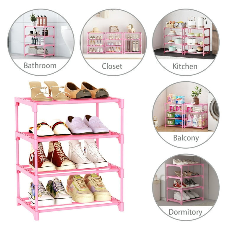 Bug Hull 4-Tier Narrow Shoe Rack, Pink photo 6