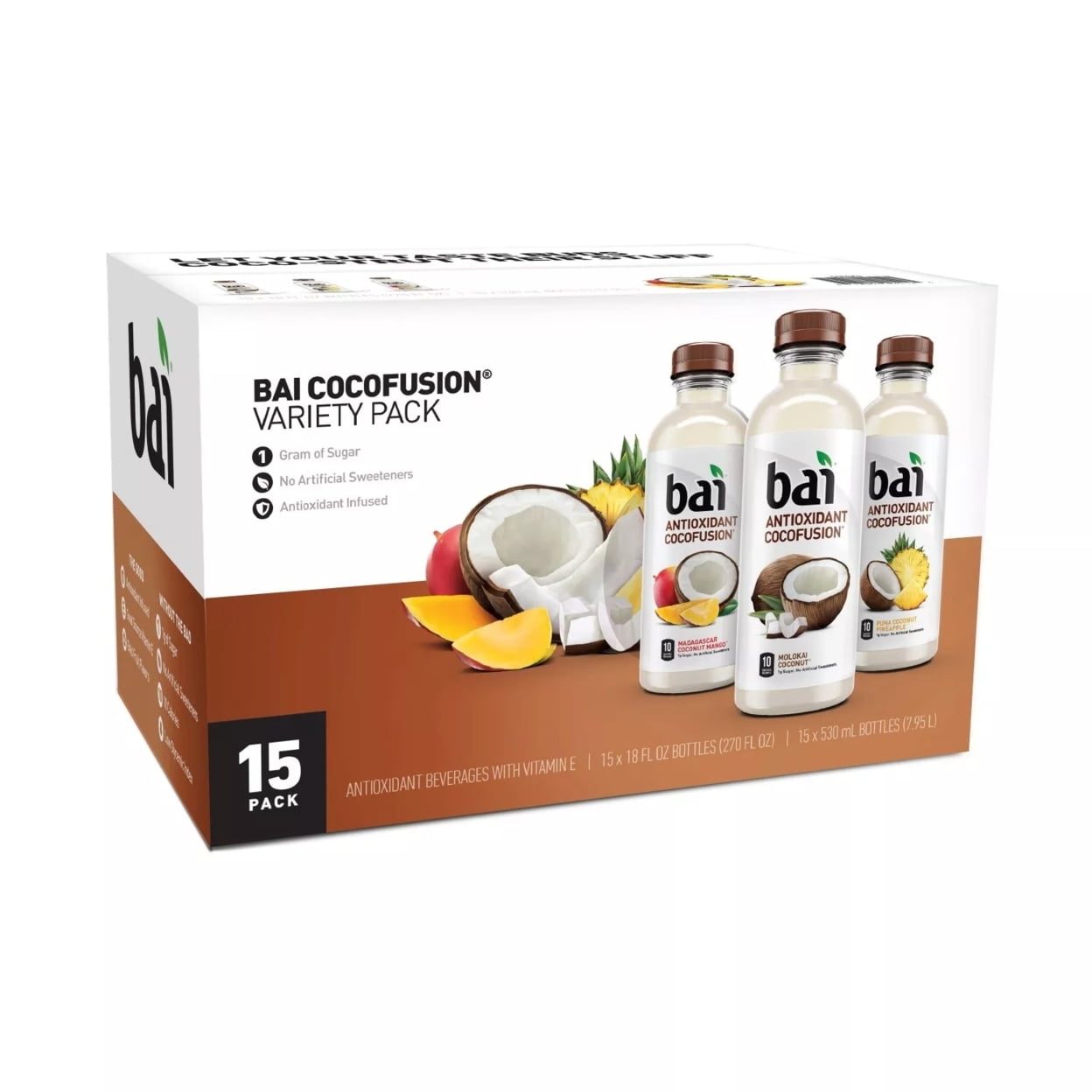 Bai Cocofusions Antioxidant Infused Beverage Variety Pack 18 Fl Oz (15 Pack)