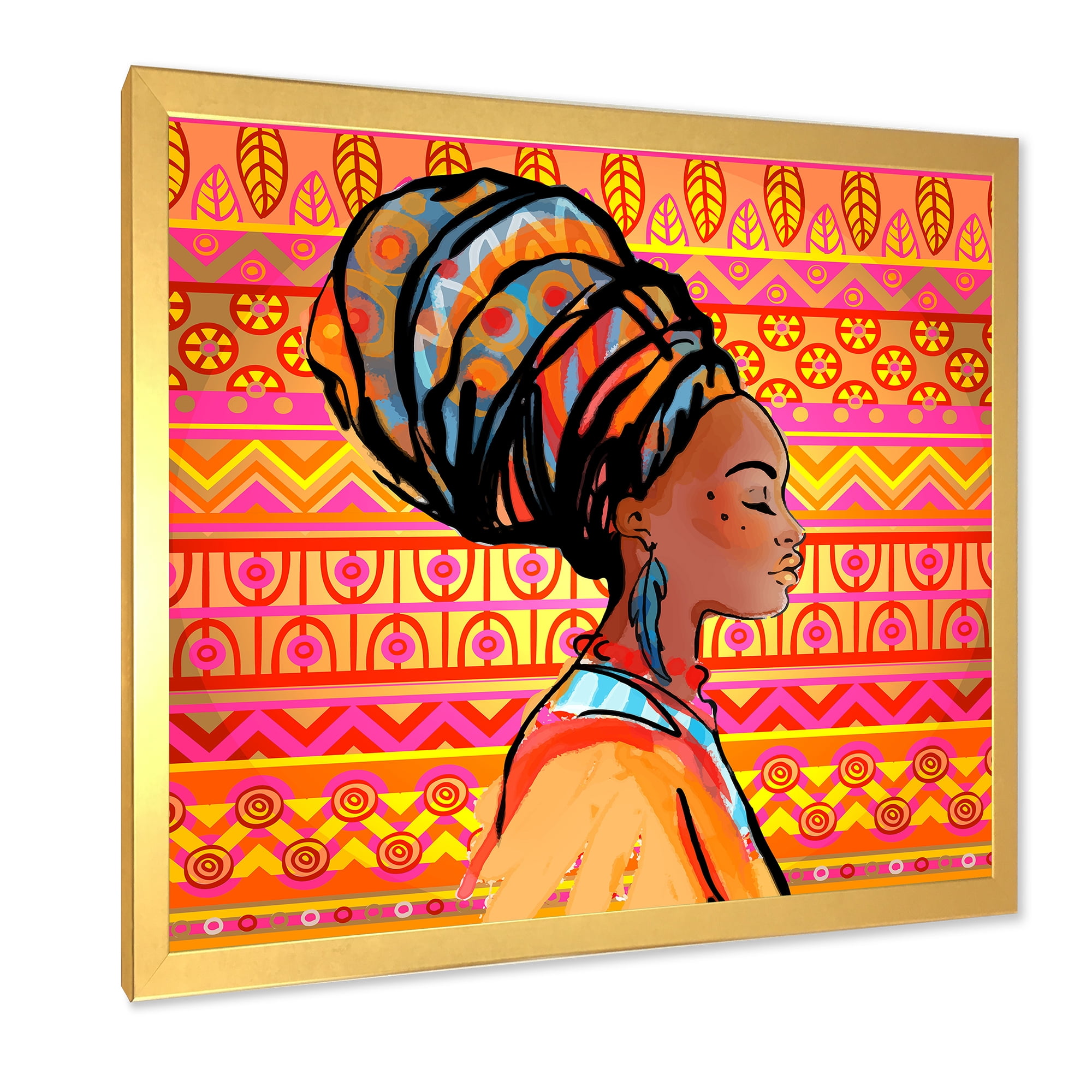 Designart 'Portrait of African American Woman With Turban I' Modern Framed Art Print