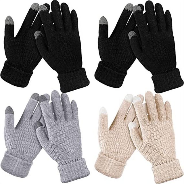 ER 4 pares de guantes de invierno con pantalla táctil para mujer Rojo Verde Excelente Rendimiento