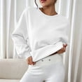thumbnail image 5 of YHAJDS Womens Casual Workout Clothes Drop Shoulder Crew Neck Solid Sweatshirt, 5 of 9
