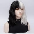 thumbnail image 3 of Short Wavy Shoulder Length Women Full Bang Heat Resistant Wig (Red), 3 of 12