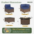 thumbnail image 2 of Aoxun 11 Piece Patio Furniture Set with 44” Fire Pit Table Wicker Rattan Outdoor Sectional Sofa Set with Coffee Table and 4” Thickened Cushions, Blue (Waterproof Cover Included), 2 of 8