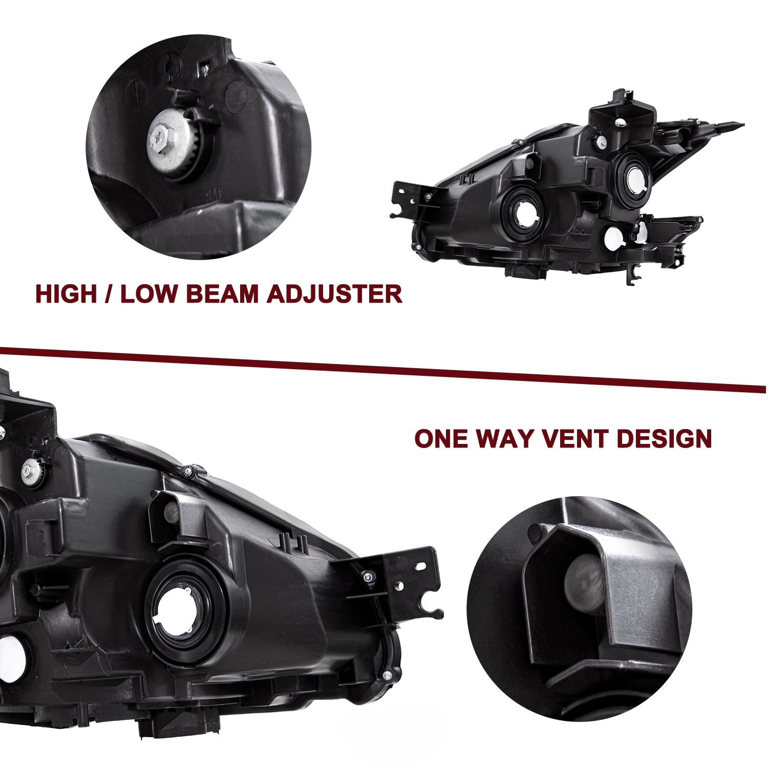 For 2009-2014 Nissan Maxima Halogen Headlights Assembly Headlamps Left+Right
