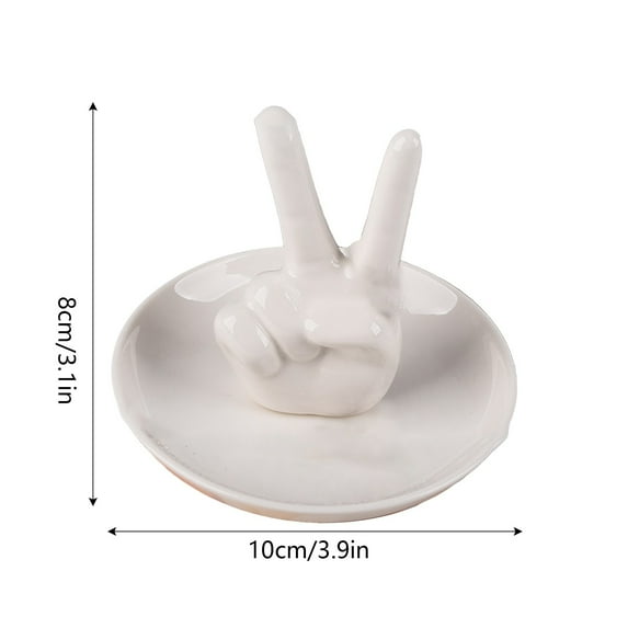 2 Pcs Ceramic Jewelry Display Tray, Hand Ring Holder, Ceramic Jewelry Holder Dish Trinket Tray for Rings, Earrings, Necklace Organizer, Engagement