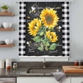 thumbnail image 5 of Yellow Sunflower Sheer Curtains 45 Inches Long, Black Farm Oil Painting Retro Art Light Filering Curtains, Breathable Simi Curtain Privacy Drapes for Kitchen Bathroom Small Window Treatment, 5 of 9