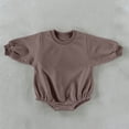 thumbnail image 6 of Kezqiaxn Newborn Onesies Crew Neck Long Sleeve Bodysuit Solid Color Cotton Rompers Fall Winter Baby Clothes 0-24Months, 6 of 7