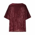 thumbnail image 4 of UPPADA Womens Sequin Print Tops V Neck Sparkly Glitter Blouses Glitter Tank 3/4 Sleeve Shiny Dressy Shirts Cocktail Elegant Top for Holiday Evening Party, 4 of 7
