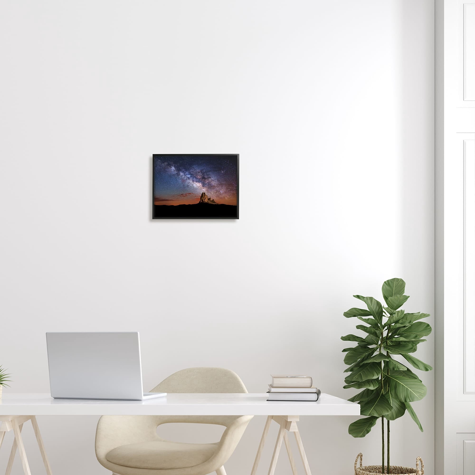 Stupell Industries Dazzling Starry Sky Milky Way Desert Butte Graphic Art Black Framed Art Print Wall Art, Design by Royce Bair