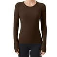 thumbnail image 1 of Hvobtty T-Shirt à Manches Longues Décontracté à Col Rond pour Femmes, Vêtements de Sport de Course à Manches Longues pour Femmes et Tenue de Yoga Respirante Sans Coutures, 1 of 3