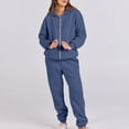 thumbnail image 4 of RYRJJ Sweatsuits for Women Set 2 Piece Outfits Oversized Full Zip Hoodie Jacket Sweatshirt Jogger Sweatpants Tracksuit Matching Sets(Navy,L), 4 of 9