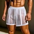 thumbnail image 1 of Ceisia Men's Summer Striped Color Blocked Gift Shorts - Hollow Perspective Sports Drawstring Elastic Waist Quick-Dry Beach Gym Shorts, 1 of 8