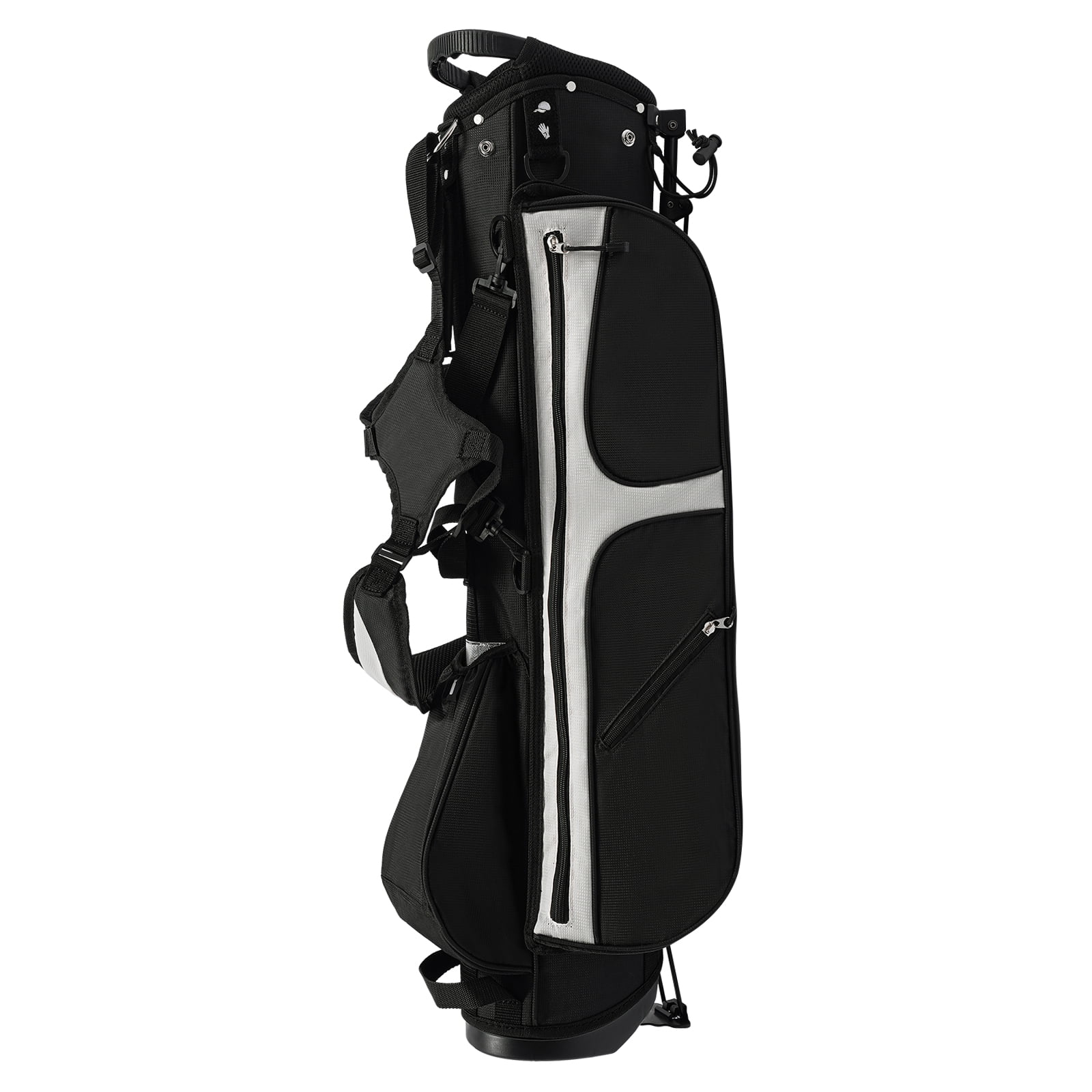 Black & White Golf Stand Bag - 3-Way Divider & 5 Pockets - Lightweight Nylon Construction for 5-9 Clubs