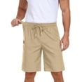 thumbnail image 6 of GIRUNS Men's Shorts Summer Beach Casual Elastic Waist Drawstring Shorts Khaki L, 6 of 7