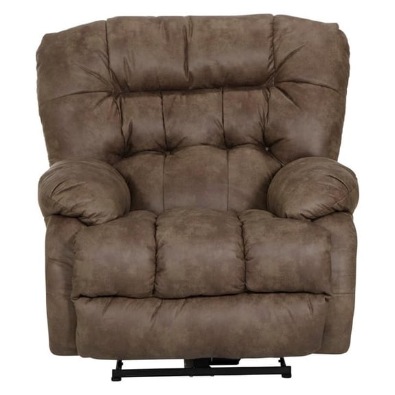 Pemberly Row Power Wall Hugger Recliner in Coffee Brown Polyester Fabric