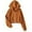 Brown, variant on Women's Cropped Zip Up Hoodie with Pocket, Winter Long Sleeve Casual Pullover, Solid Color Hooded Crop Top Grey,M