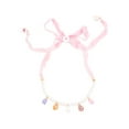 thumbnail image 3 of Betsey Johnson Pearl and Flower Statement Necklace, 19 inches, Silver Chain with Pink Heart and Bunny Charms, 3 of 3