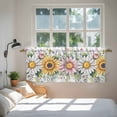 thumbnail image 3 of Colorful Daisy Floral Tier Curtains 24 Inch Length, Spring Flowers Botanical Leaves Rustic Cafe Short Curtains for Bathroom Sink, Small Kitchen Curtain Light Filtering Drapes 2 Panels 27.5"Wx24"L, 3 of 8