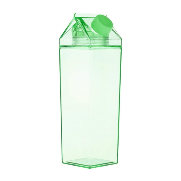 Botella de jugo portátil de 500 ml/1000 ml, transparente, para leche, agua y deportes, cuadrada. F