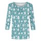 thumbnail image 4 of Mujeres 3/4 Manga Tops Y Blusas Impresas Cuello Redondo Suéter Camiseta Suave Casual, 4 of 5
