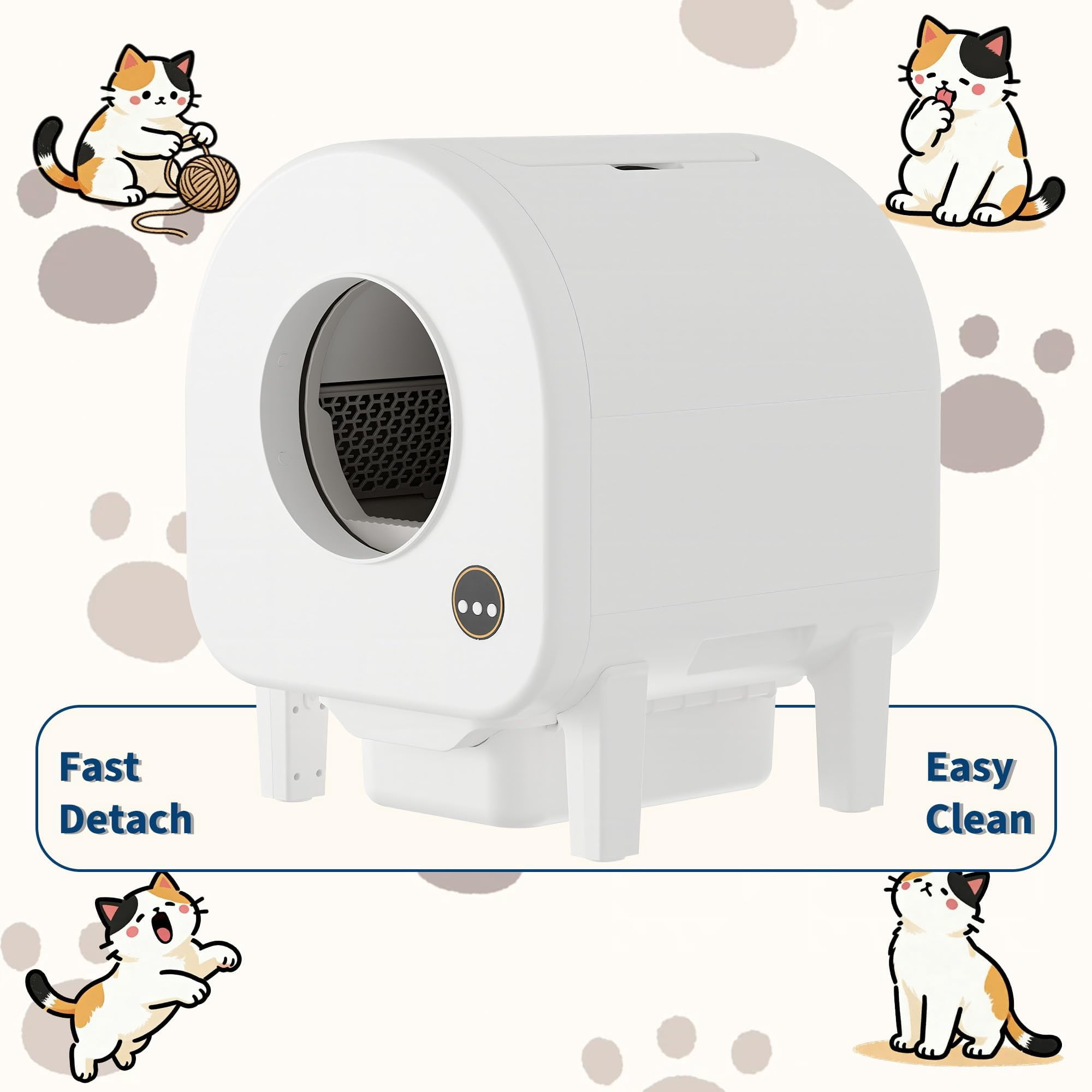 Babevy 68L Self Cleaning Cat Litter Box with APP Control, Dual Safety Protection & Odor Removal for Multiple Cats