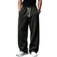 thumbnail image 2 of WULMLEO Men's Wide Leg Sweatpants with Pockets Drawstring Loose Fit Baggy Athletic Pants for Fall Casual Dark Gray 3XL, 2 of 9