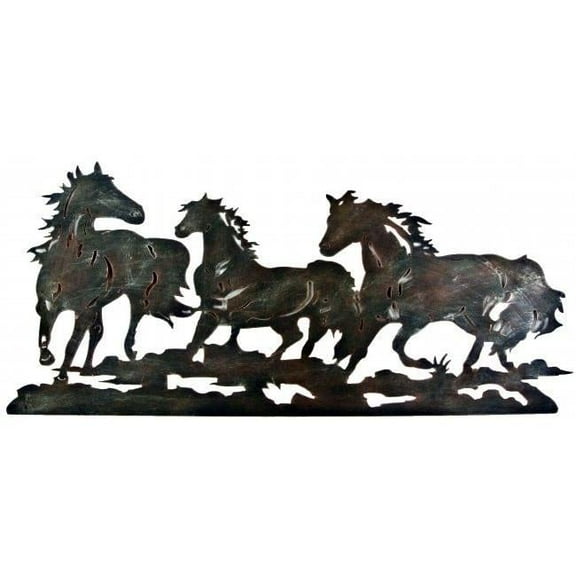 Metal Running Horses Wall Hanging - 12 x 0.1 x 27.25 in.