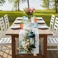 thumbnail image 4 of Vintage Oil Light Table Runner, Spring Flowers Leaves Candles Country Washable Cotton Linen Table Runners 108 Inches Long, Dresser Scarf Runner for Dining/Living Room/Kitchen/Square Tables 13''x108'', 4 of 9