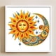 thumbnail image 4 of Hilo de bordar de algodón ecológico completo, punto de cruz impreso de luna y sol de 11CT, 50x50cm, 4 of 9