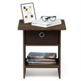 thumbnail image 4 of Furinno Dario Side Table with Bin Drawer, Rustic Brown End Table with Open Shelves, Night Stand, Bedside Table for Living Room, Bedroom, Home Office, Brown Walnut/Dark Brown, 4 of 5
