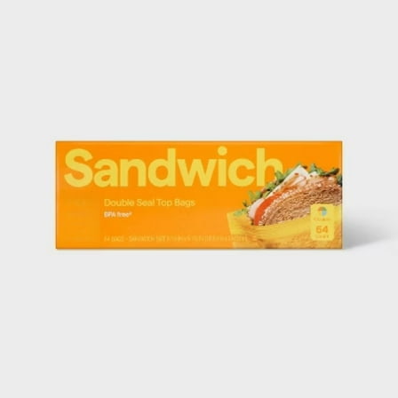 Sandwich Storage Bags (Assorted Colors) 64 Ct