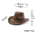 thumbnail image 2 of XIAOCHA Womens Solid Suede Cowboy Hat Braided Western Hats Outdoor Sun Protection Wide Brim Western Hat,Hot Pink, 2 of 3