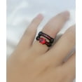 thumbnail image 5 of Matching Ring Couple Rings Black Gold Plated 1CT Red CZ Wedding Ring Sets Titanium Male Ring, 5 of 7
