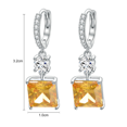 thumbnail image 4 of Vogem Large Yellow Square CZ Dangle Earrings for Women Sparkling Silver Hoop Earrings Hypoallergenic Trendy Jewellery, 4 of 4