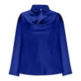 thumbnail image 3 of Fmbrln Womens Elegant Satin Blouse Fashion Draped Collar Long Sleeve Shirts Tops Casual Office Business Work Shirts Dressy Party Blouse, 3 of 6