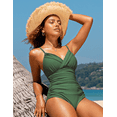 thumbnail image 5 of Hilor Womens One Piece Swimsuits Front Twist V Neck Shirred Bathing Suit Monokini Swimwear, 5 of 8