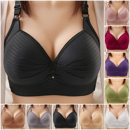 ZQGJB Clearance Comfortable Seamless Full Coverage Bra for Women Wireless Push Up Wirefree Bralette Minimizer Bras with Soft Support Regular and Plus Size for Daily White L