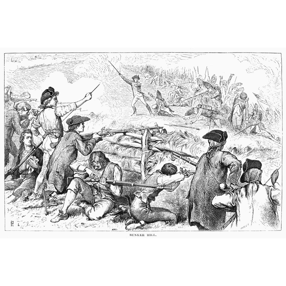 Bunker Hill 1775 Namerican Soldiers Firing Upon Attacking British ...